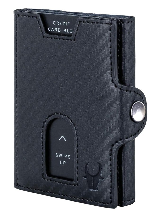 WildHorn Carbon Fiber Leather Wallet for Men I Card Holder Wallet I Spacious I Handcrafted (Jade Black) - Image 1